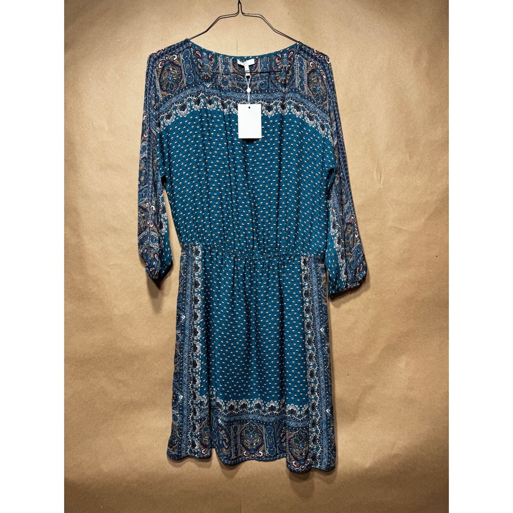NWT‎ Joie Emory Deep Marine Blue Paisley Silk Dress Womens Large MSRP:$488